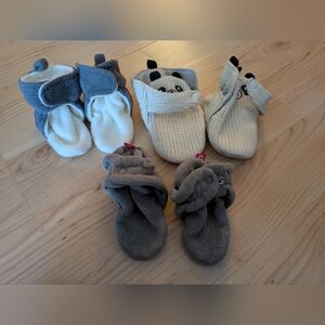 Bundle of Cozy Gray and Cream Baby Booties